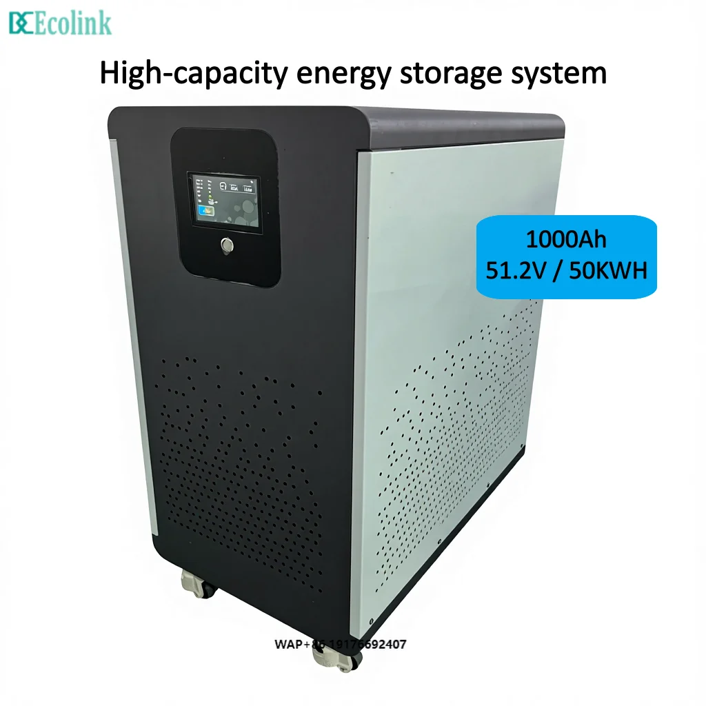 Ecolink 50kWh LiFePO4 Cabinet Battery with Smart BMS, WIFI Monitoring and Advanced Cooling for Stable Solar Storage.