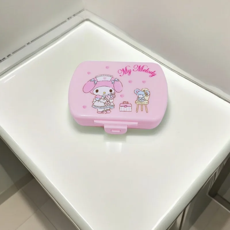 Sanrio Pill Box Embalagem, Olá Kitty, minha melodia, Cinnamoroll, Desenhos Animados, Mini, Portátil, 6 Compartimento