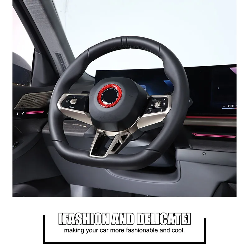 

metyoucar For BMW 5 Series G60 24-25 Soft Carbon Fiber Car Steering Wheel Logo Frame Cover Trim Sticker Interior Car Accessories
