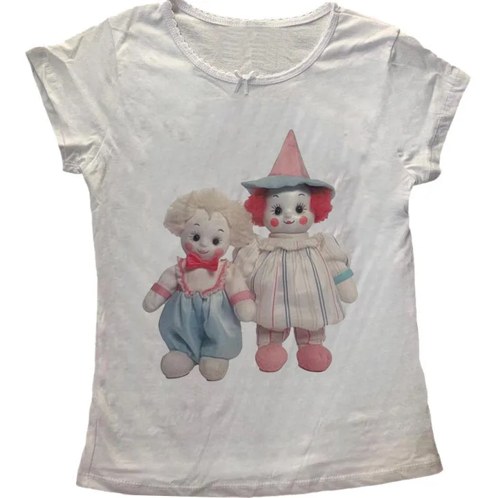 Y2k Crop Top Harajuku Clown Printed Baby Tee Aesthetic Harajuku Tshirt Hip Hop EMO Girl Vintage Summer Punk Graphic Short Sleeve