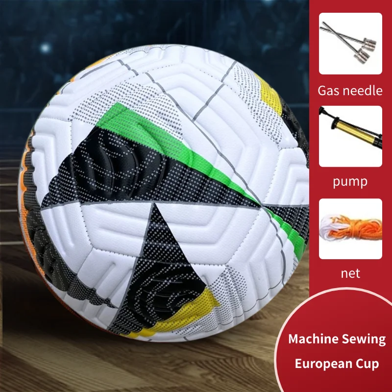 

Футбольный мяч размером 5, с насосом, водонепроницаемая искусственная кожа — профессиональный тренировочный и официальный мяч для матчей, для игр на открытом воздухе и в помещении