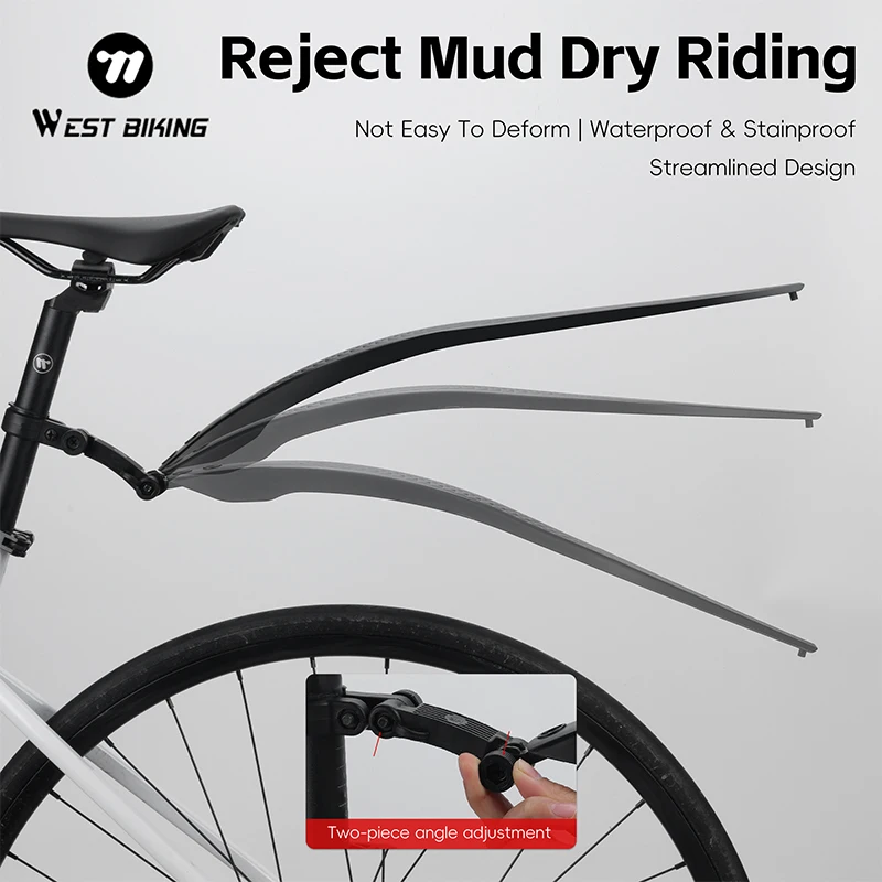 WEST BIKING Adjustable Road Bike Fenders Set with Reflective Logo for 26-29 Inch 700c Bikes Disc Brake Compatible Bike Accessory