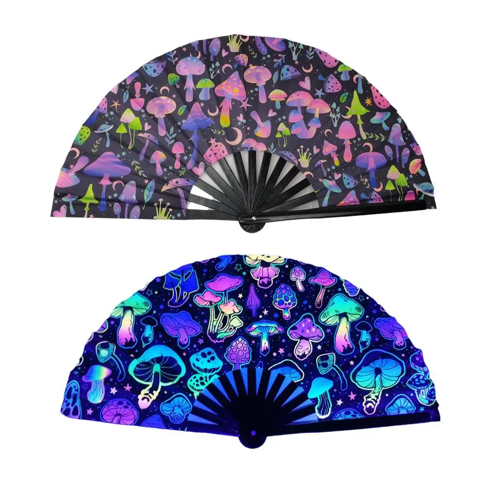 Portable Handheld Reflective Folding Fan Lightweight Little Mushroom Fan For Performance Dancing Wedding Party Decor O2k2