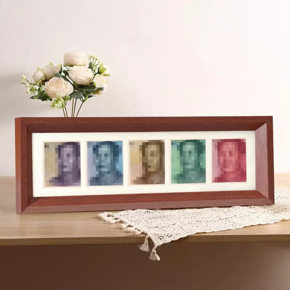 6 Line Banknote Display Frame Walnut Color Record Holder Modern Rectangular Photo Box DIY Souvenir Showcase Home Decor