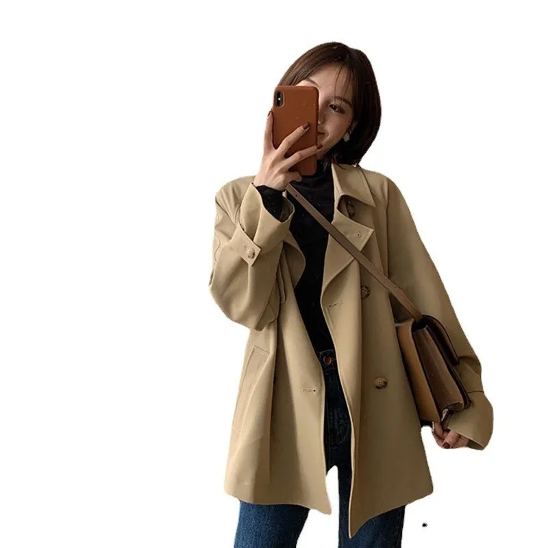 Khaki trench coat for women new style and elegant mid-length