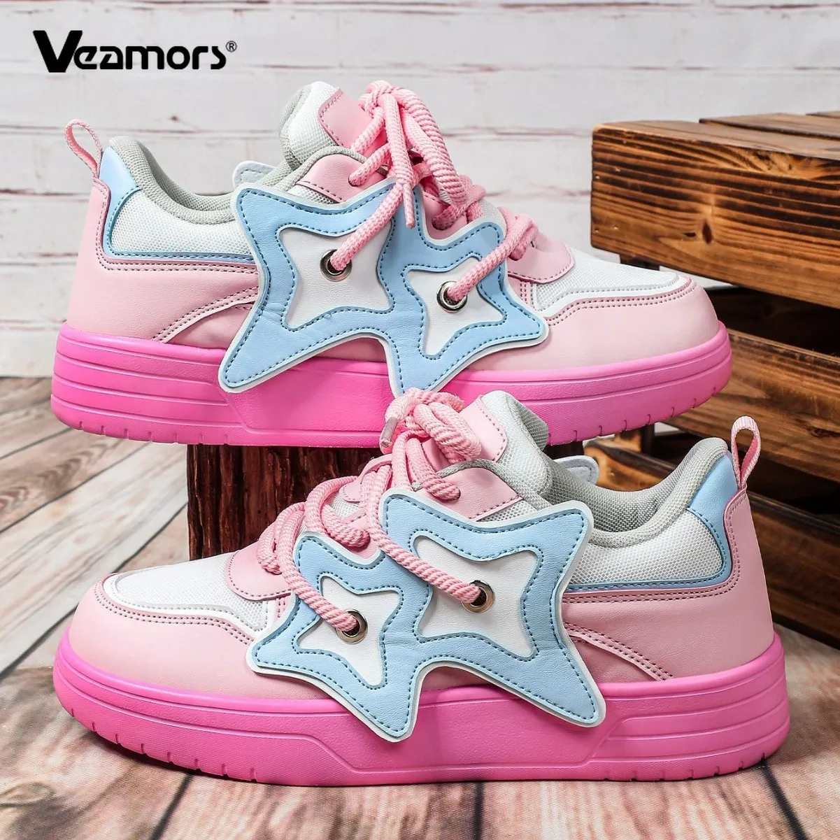 

Fashion Mesh Sneakers Women Men Lightweight Ins Trendy Board Shoes Color Block Lace-up Casual Sports Shoes for Walking Traveling