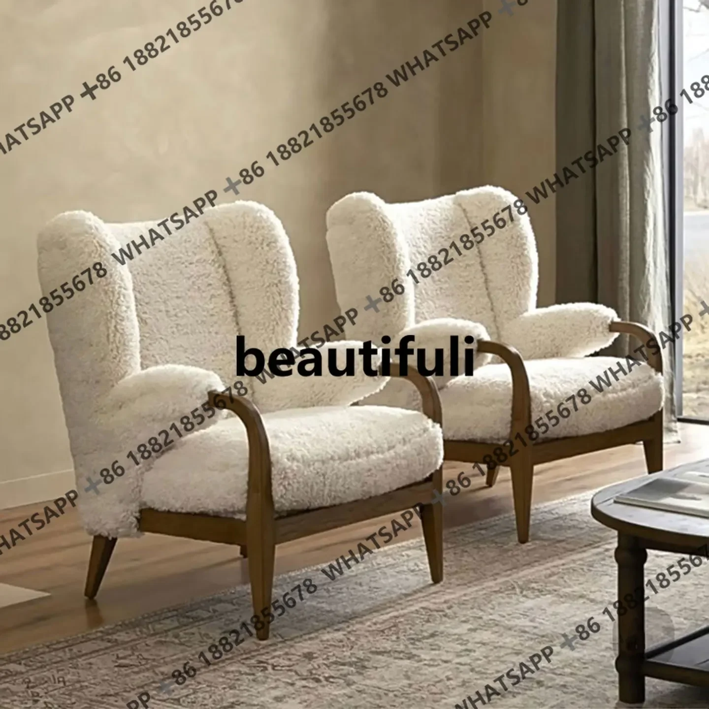 

ZJAmerican solid wood single sofa chair French living room balcony retro tiger chair creative high back leisure chair