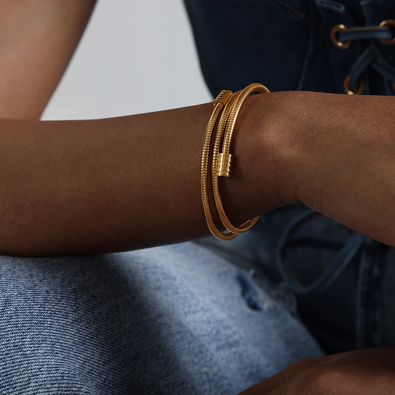 Boho Multiple Layers Bracelet Jewelry  Vintage Gold Color Snake Chain Metal Rope Chain Fashion Bracelet For Women