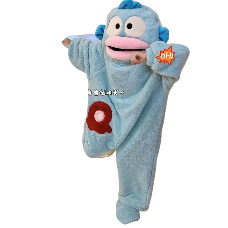 Hanton Uglyfish One-piece Pajamas Female Coral Velvet Thickened Warmth Autumn Winter Cartoon Funny Couple Nightgown Long Man