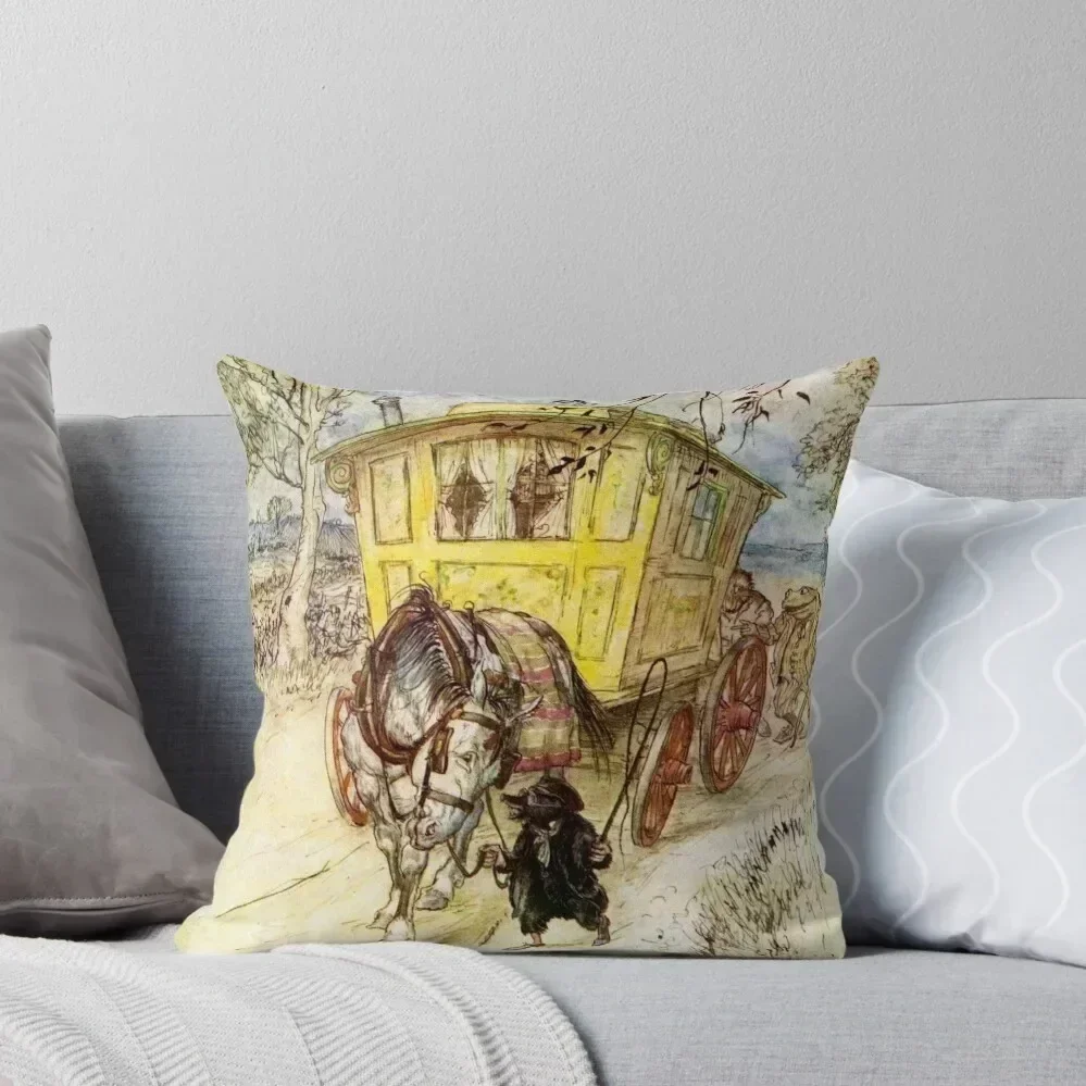 

Gypsy Wagon - Wind in the Willows,Arthur Rackham Throw Pillow Cushions For Children luxury home accessories pillow