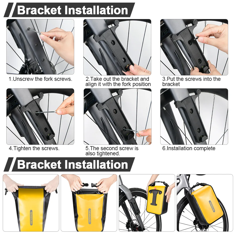 NEWBOLER Fahrradtasche, 10 l, großes Fassungsvermögen, wasserdicht, elektrische Jagdfahrradtasche, Fahrrad-Gabeltasche mit Schnellverschluss, Fahrrad-Rücksitztasche – Detail 8