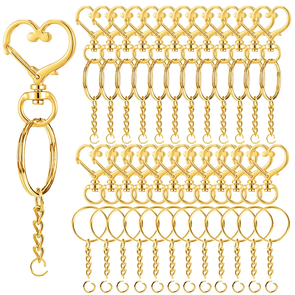 15/30 Sets Heart-Shaped Rotating Keychains with Chains