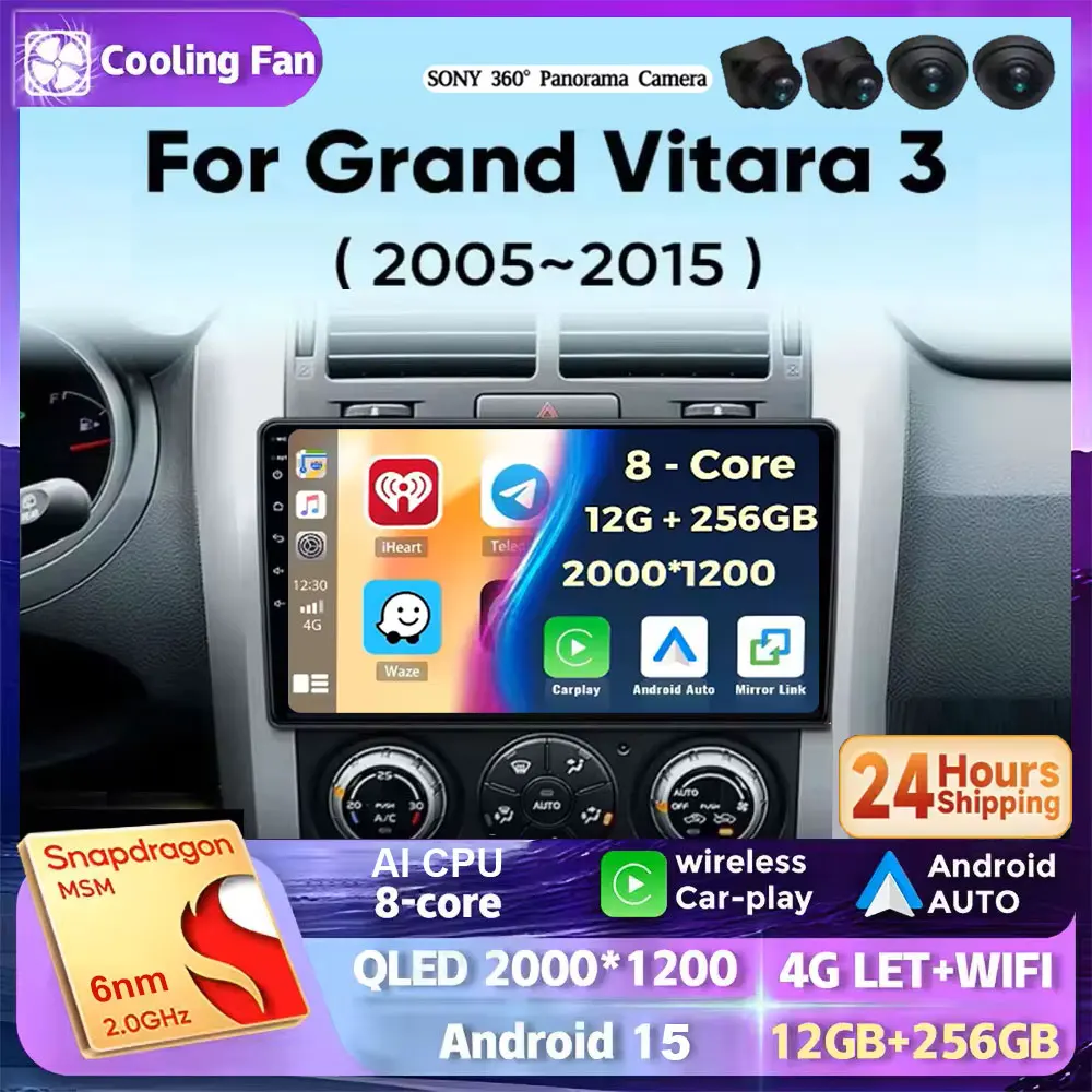 

Android 15 для Suzuki Grand Vitara 3 2005-2015, автомобильный радиоприемник, мультимедийный плеер, навигация, 2Din, стерео DVD, головное устройство Carplay, аудио