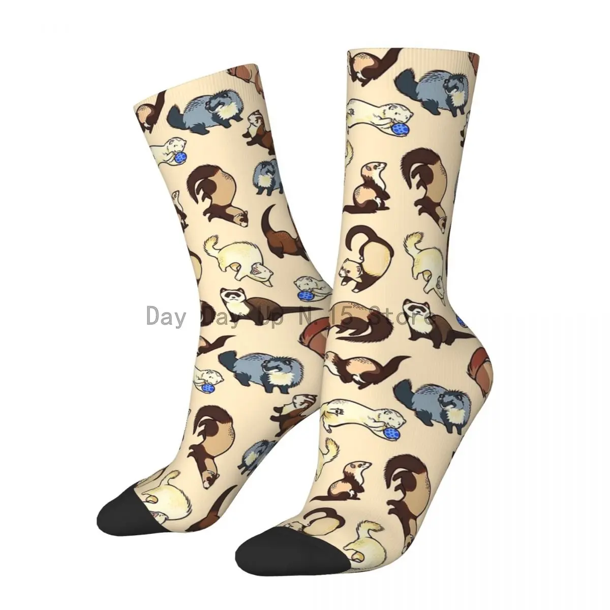 Calcetines de baloncesto de animales de Hurón, medias de tubo medio de poliéster, antideslizantes, Unisex, Hip-hop, regalos para niños