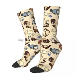 Hip-hop Cute Ferret Animal Basketball Socks Kids Gifts Polyester Middle Tube Socks for Unisex Non-slip