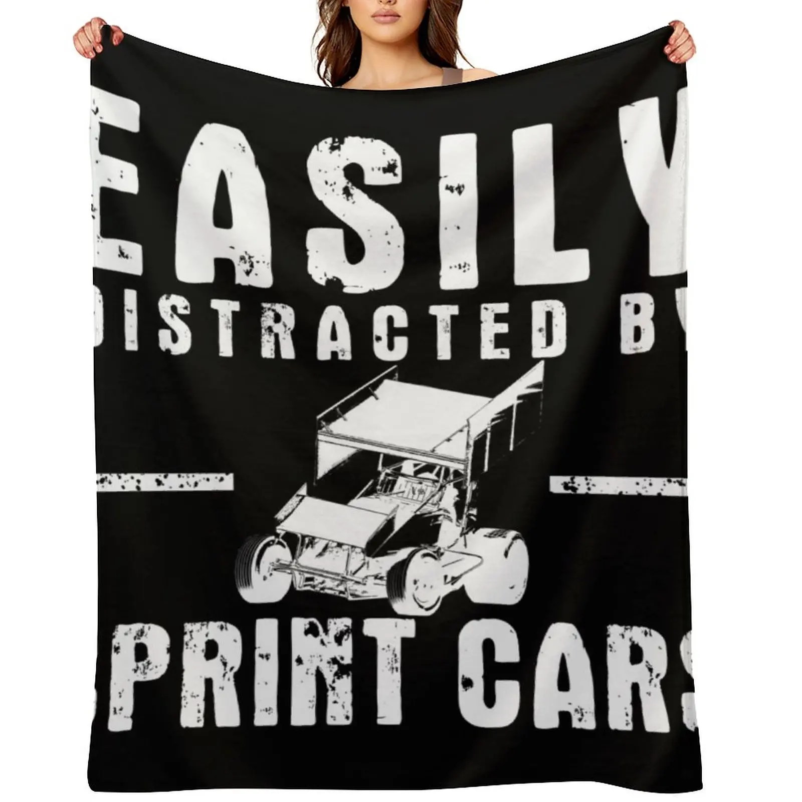 

Easily Distracted By Sprint Cars v2 (White) Throw Blanket cosplay anime Quilt For Baby Vintage Blankets