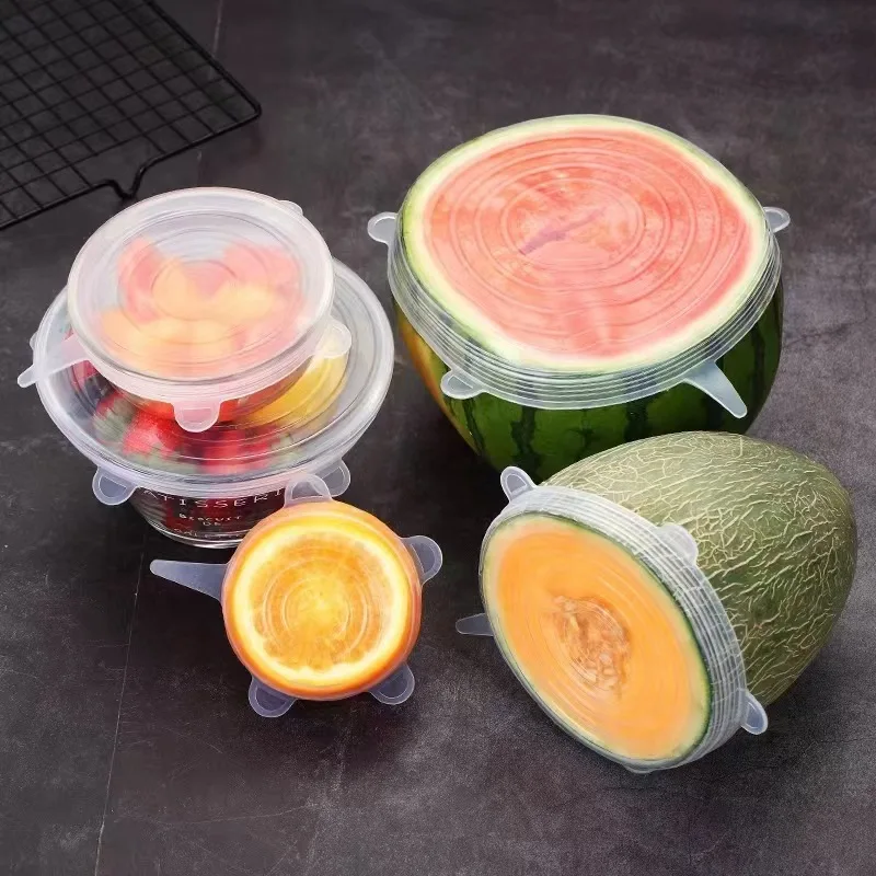 6-Piece Set/Silicone Elastic Stretchable Fresh-Keeping Lids, Round Sealing Lids, Multi-Functional and Universal for Home Use