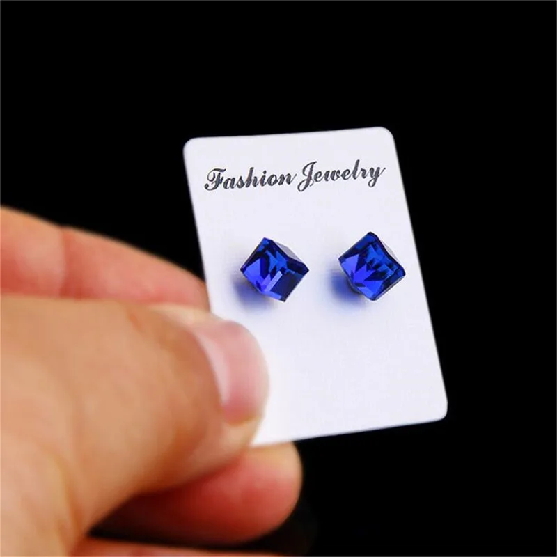 1Pair Popular Magnetic Health Magnet Stud Earring For Women New Cube Zircon Fake Piercing Crystal Clip Earring Jewelry Accessory