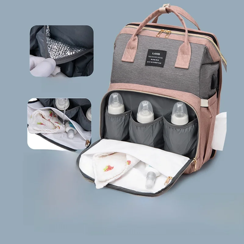 

Large Capaci Ins Layered Baby Bed Multi-Functional Mommy Bapa Double oulder Mother Bag Handheld Materni Infant Bag