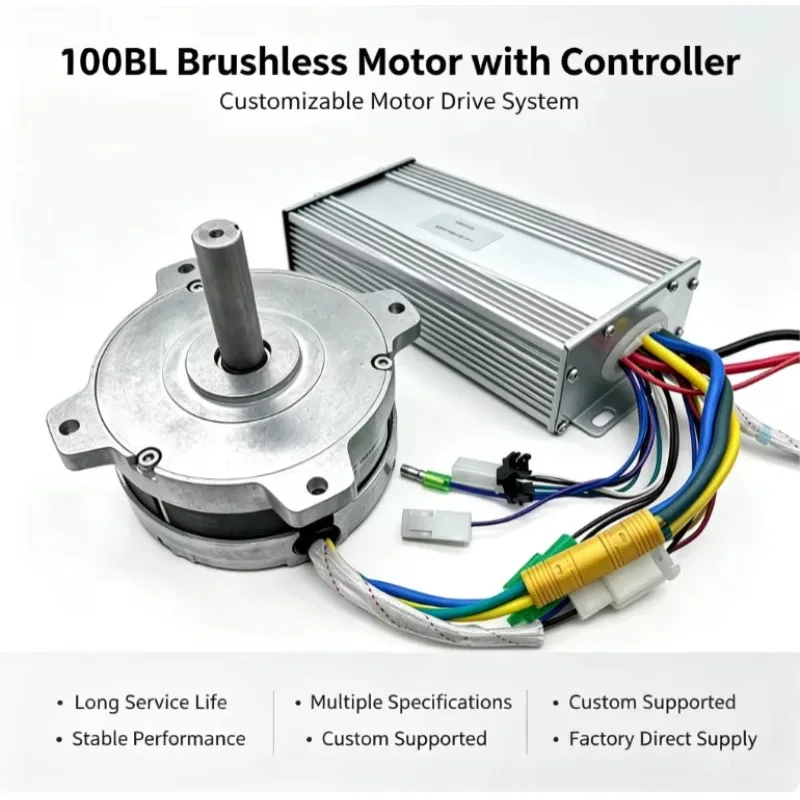 100mm OD Brushless DC Motor 48V 750W High Speed BLDC Drive Unit Hall Sensor Aluminum Housing for Robot Conveyor Fan Pump