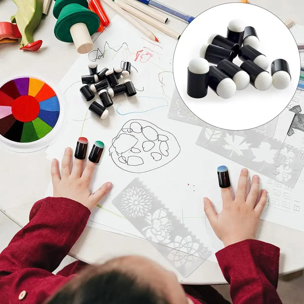 塗装用スポンジダスターセット、描画用フィンガースポンジ、アートインククラフト、チョークカード、10個