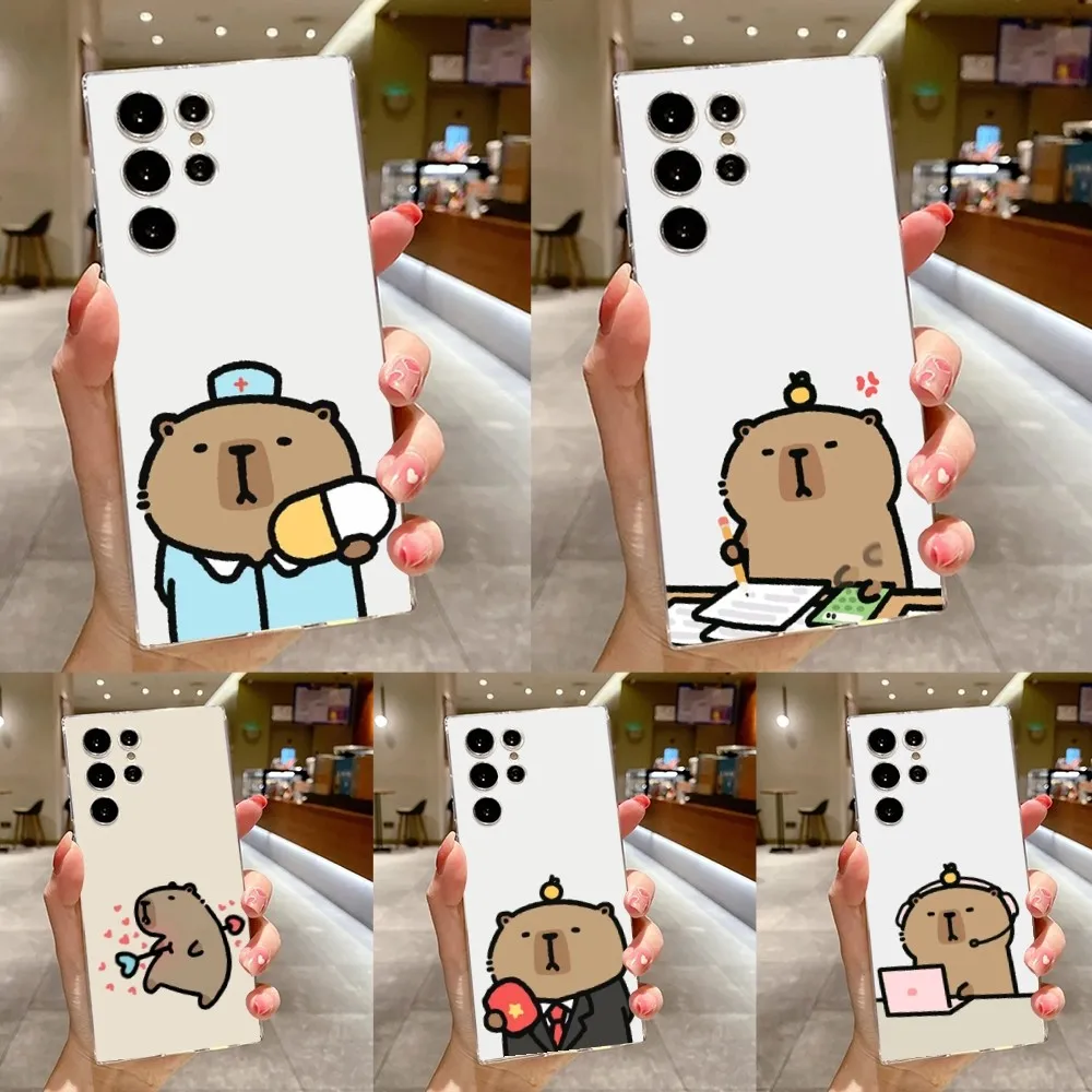 

Cartoon Animal Capybara Phone Case For Samsung Galaxy A71,70,52,51,40,31,A50,30S,21S,Note20ultra Transparent Cover