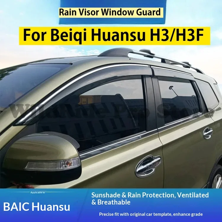 1 Set Durable Window Rain Guard for Beiqi Huansu H3/H3F - Wind Noise Reduction, Precision Fit