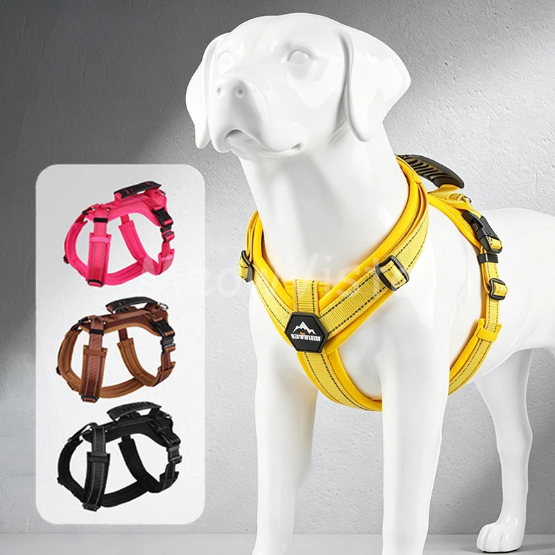 Heavy Duty No Pull Dog Harness with Soft Silicone Handle Premium Adjustable Reflective Walking Vest Harness for Medium Large Dog