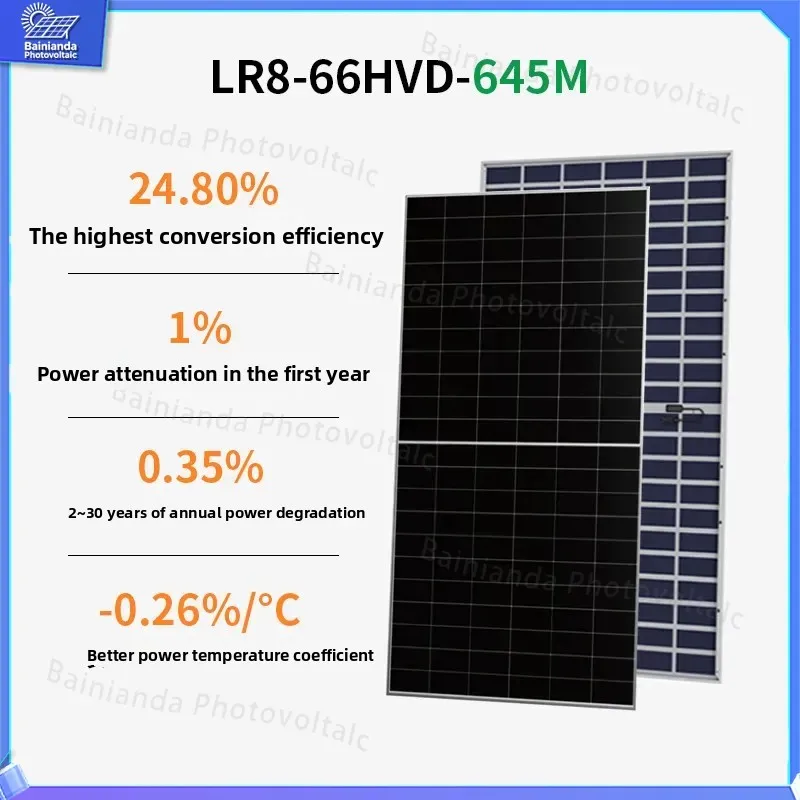 

LONGi Hi-MOX10 Scientist LR8-66HVD-645M 645W Solar Panel Double Glass Bifacial PV Module High Efficiency Monocrystalline