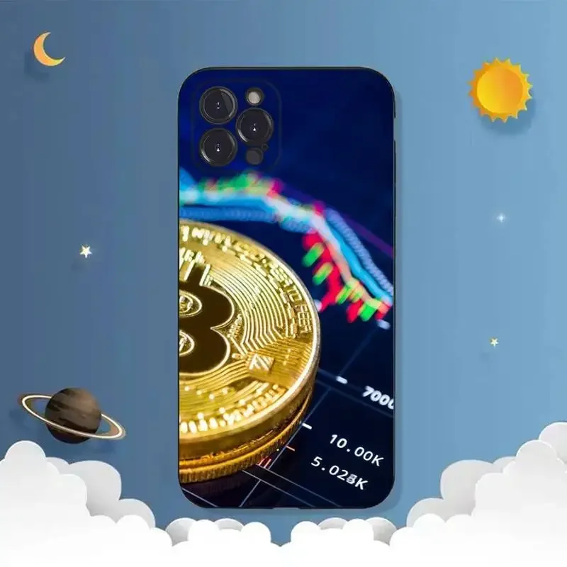 BitCoin Art Evolution Money Phone Case For iPhone 11 12 Mini 13 14 15 PRO XS MAX X XR 6 7 8 Plus Black Shell