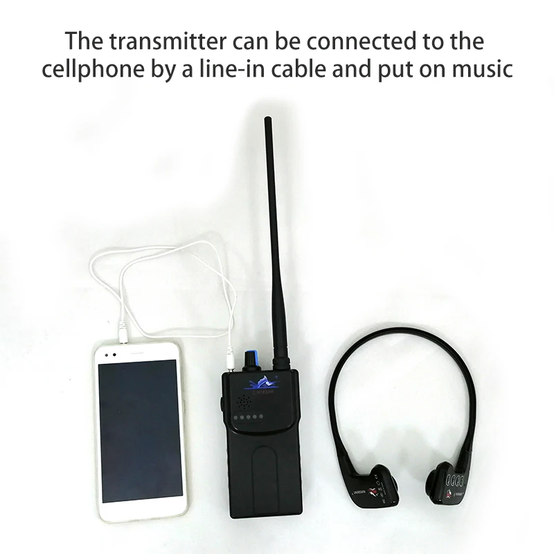 Open Water Aquatic Swimming Underwater Training Combo 10 Bone Conduction Headphones 1 Transmitter Swim & Dive Gear Accessory
