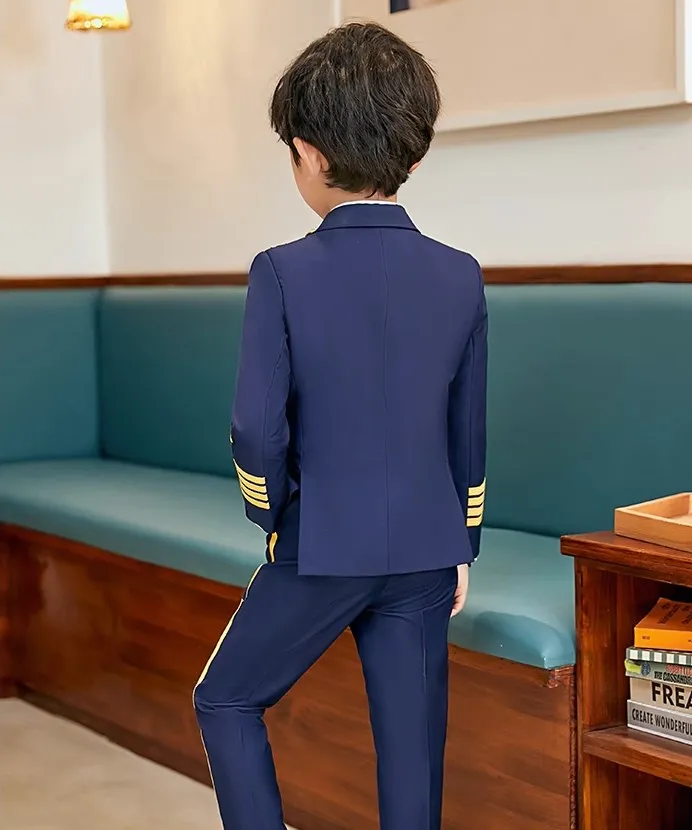 Boys Girls Soldier Pilot Captain Cosplay Photograph Dress School Kids Beaufitul Birthday Suit Children Wedding Performance Wear