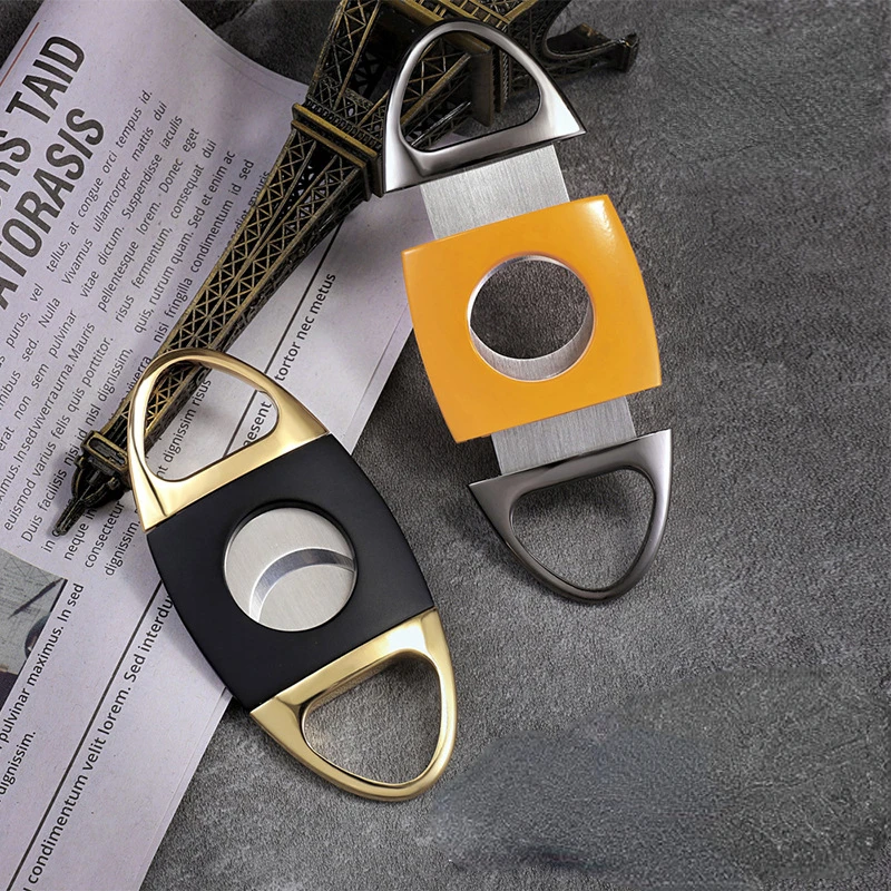 Cigar Cutter with Double Blades, Carbon Fiber Guillotine, Pocket Cigar Knot, Smoking Accessories, 95*45mm