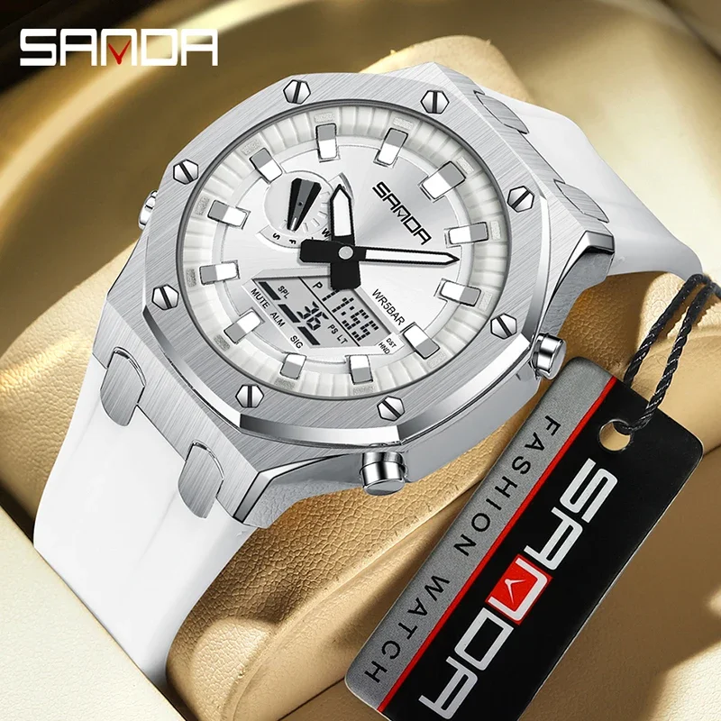 Sanda 3309 New Octagonal Oak Hand Light Multi functional Men's Electronic Watch Waterproof Men's Watch