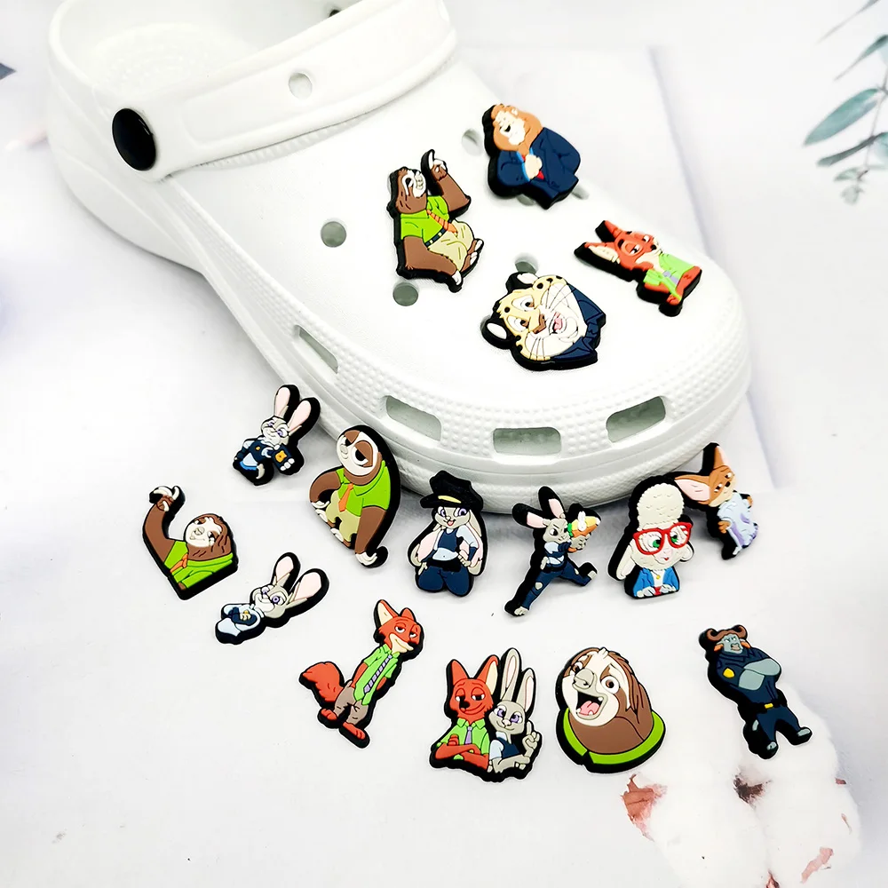 16pcs Animal cartoon Shoe Charms Accessories for Classic Clog Sandal Garden Shoe Decoration Buckle Kids Christmas Parties Gift