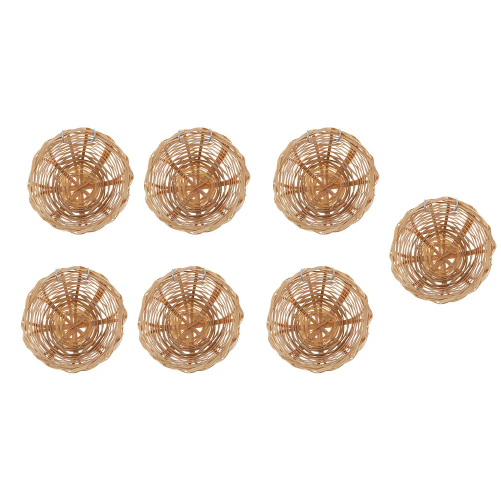 

7 Pcs Bamboo Bird's Nest Natural Birds Perching House Woven Breeding Wicker Storage Basket