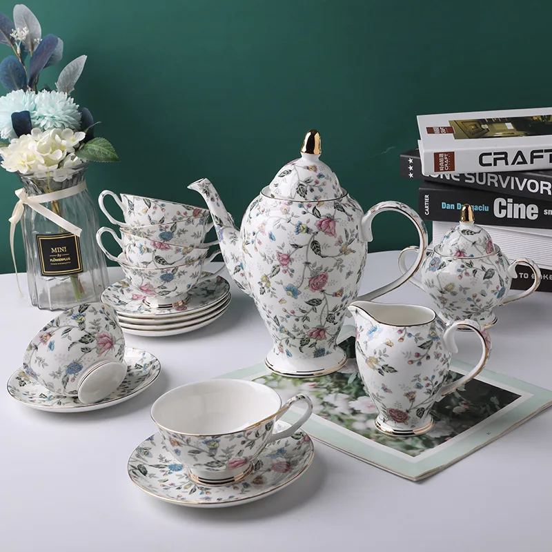 Tangshan Bone Porcelain Coffee Set Bone Porcelain Cup and Plate Set Gift Souvenir with Hand Gift