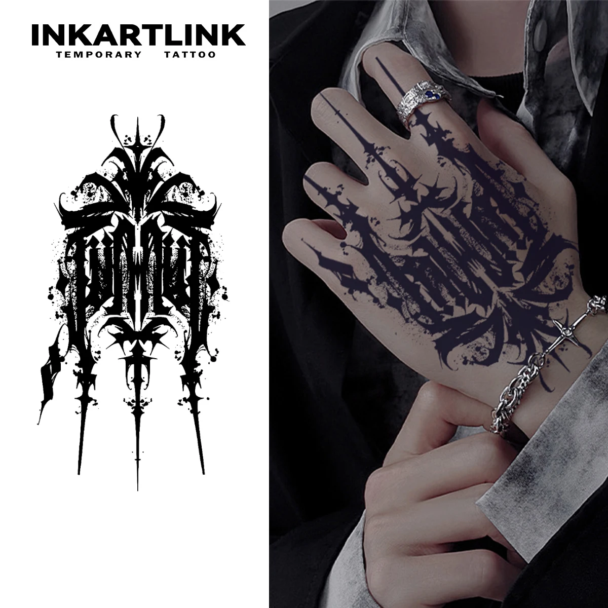 

INKARTLINK готическая нашивка для татуировки с шипами 1-2 недели долговечная темная тотемная шипа водостойкая временная татуировка украшение на спине