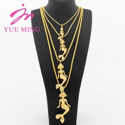 Mermaid Pendant For Women Man Pendant Copper Chain Necklace for Girls Small Medium Big Size Collar Fashion Jewelry Accessory