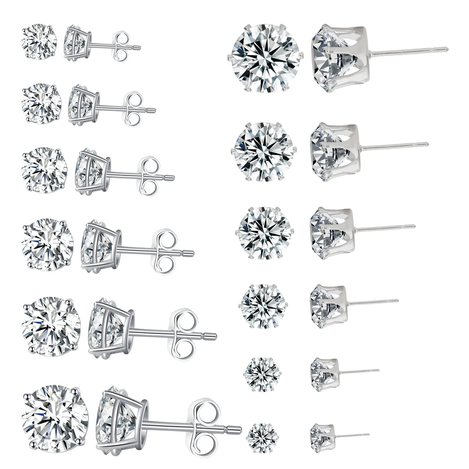 

12 Pairs Stud Earrings Set Hypoallergenic Cubic Zirconia Earrings 18K Gold Plated for Women Girls Men 3-8mm…