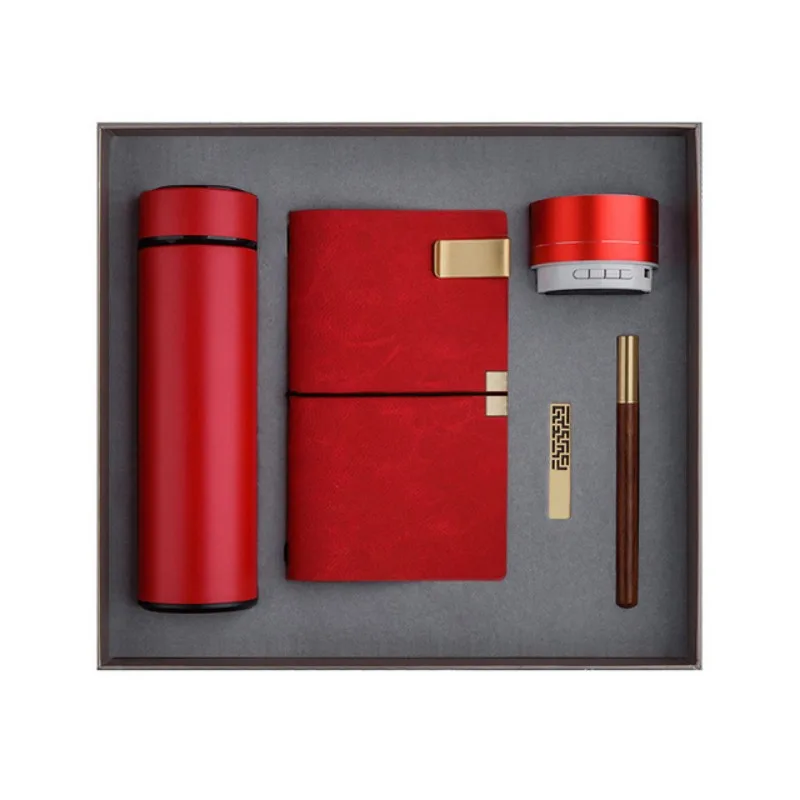 High Quality Haute Couture Logo Corporate Gift Set Luxury Business Gift Notebook Pen USB Disk Speaker Set