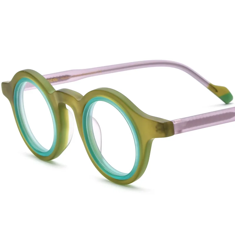 Multi-color patchwork ring frosted plate glasses frame unisex can be equipped with myopia anti-blue light glasses frame