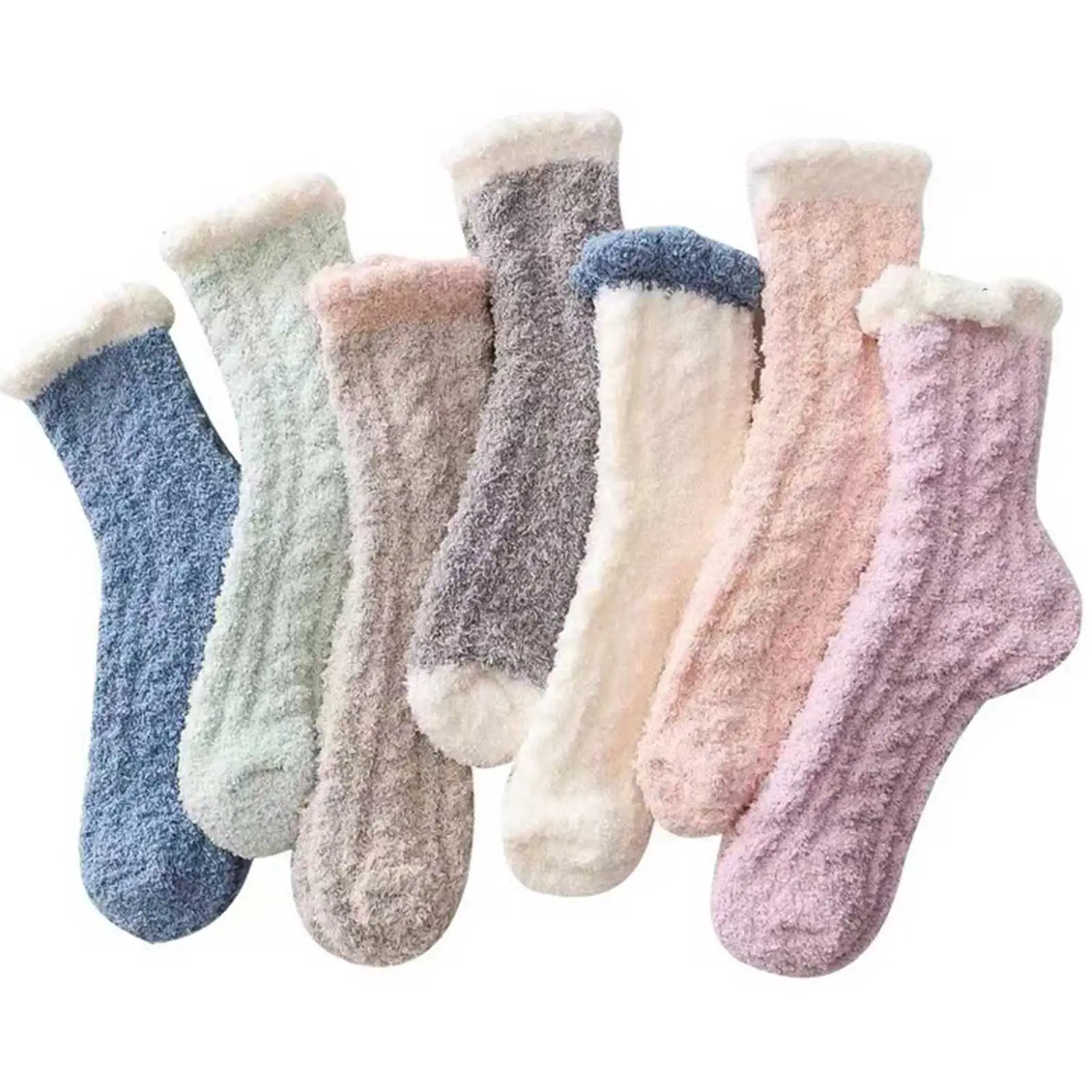 Coral Velvet Women's Socks Solid Color Velvet Thickened White Edge Korean College Style Comfortable Sweat-Absorbent And Warm