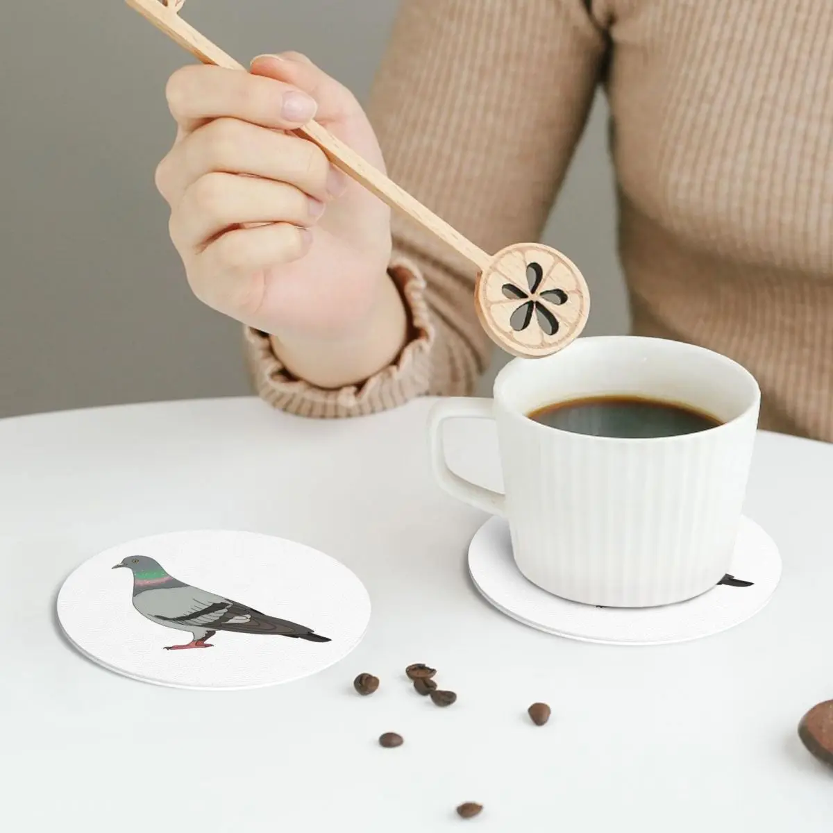 Pigeon Walk 2020, Black Background Coasters PVC Leather Placemats Insulation Coffee Mats for Home Kitchen Dining Pads Set of 6