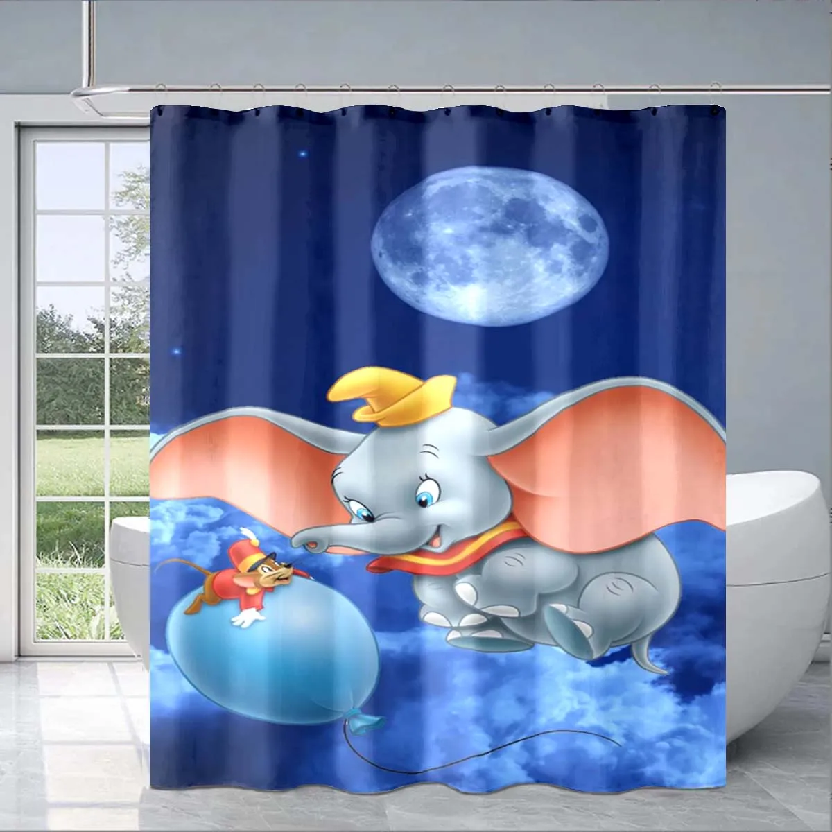 Cartoon Cute Dumbo Exquisite Shower Curtain Adult Children's Bathroom Fashion Decorative Gift