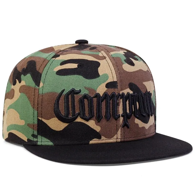 Unisex Compton Letter Embroidery Hip-hop Hats Outdoor Adjustable Casual Baseball Caps Sunscreen Hat