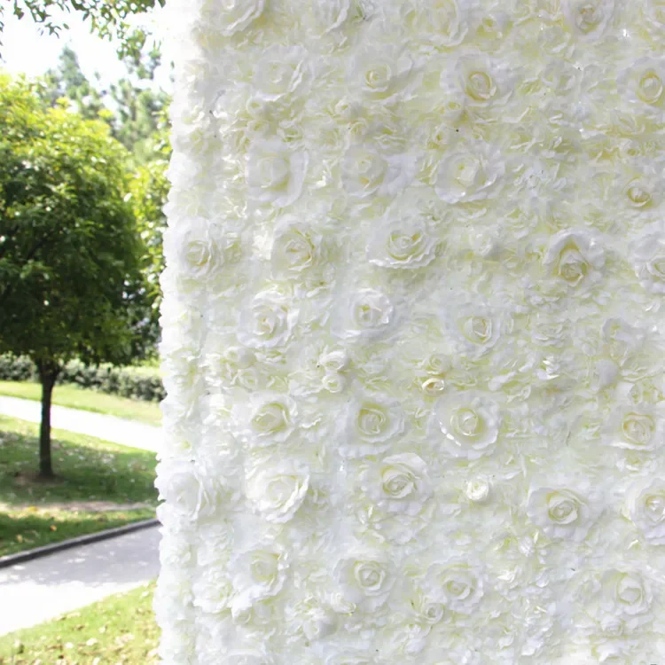 Mur de roses entièrement blanc simulé, présentoir, fausse fleur de mariage