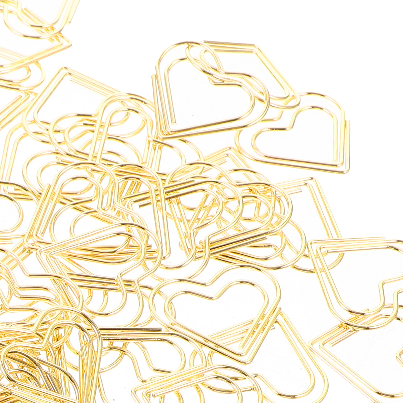 

100 Pcs Paperclip Stationery Small Clips for Bookmark Popularity Cute Metal Document Heart Office Love Shaped Paperclips