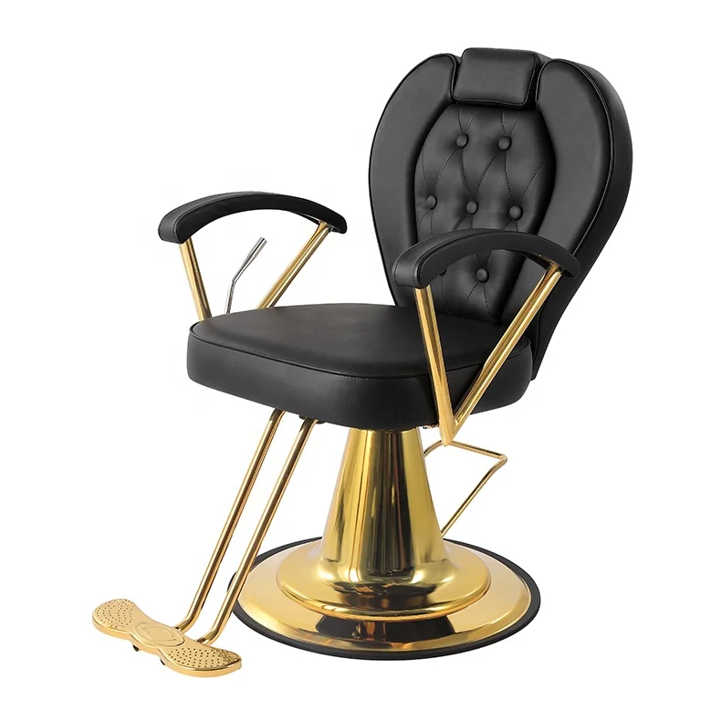

Гидравлическое кресло для парикмахерской, популярное прочное портативное дизайнерское кресло для салона красоты, черное золото, парикмахерское кресло