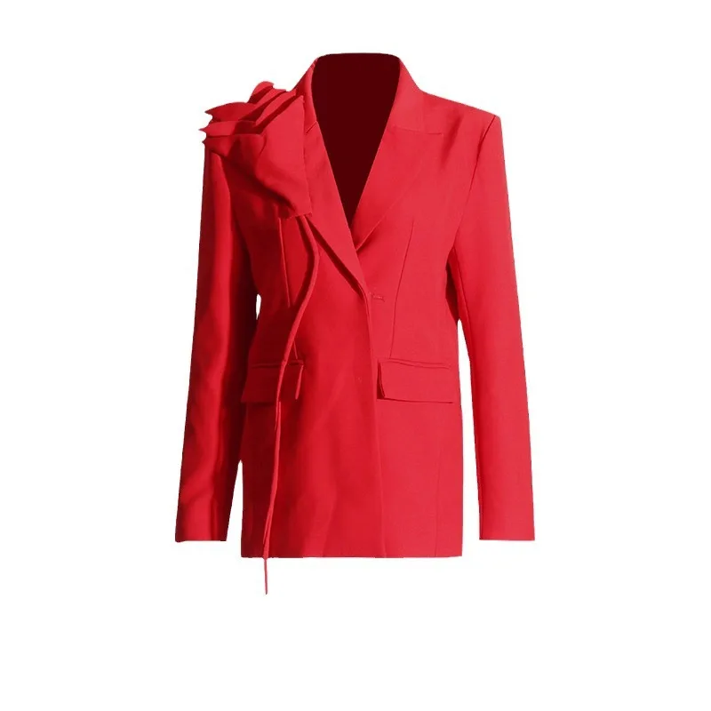 

Модный стильный повседневный маленький костюм, осенний элитный облегающий блейзер с 3D цветами, женский траф пиджак женский